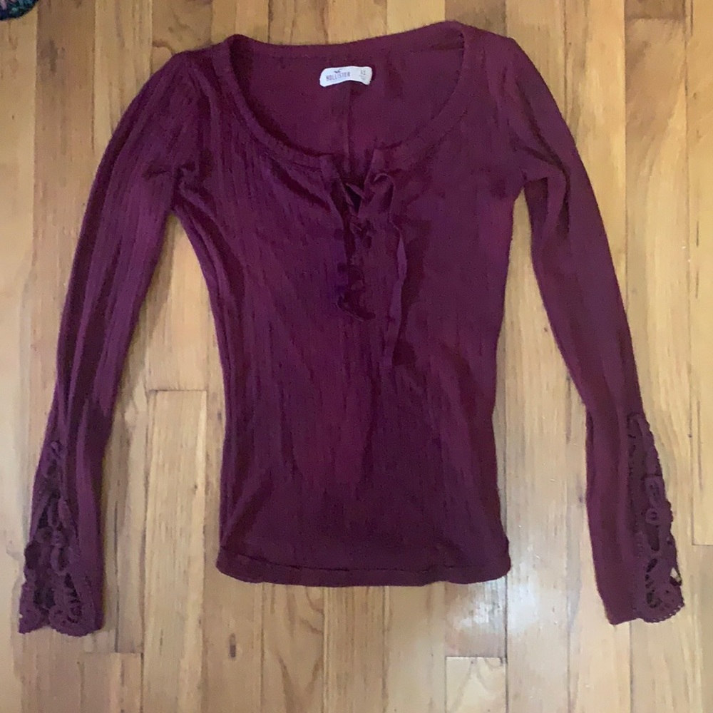 Burgundy Long Sleeve Ribbed